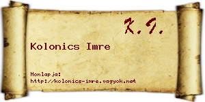 Kolonics Imre névjegykártya