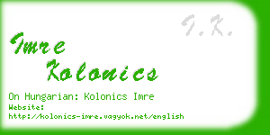 imre kolonics business card